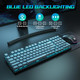 Mechanical Gaming Keyboard and Mouse, 98 Keys LED Backlit Keyboard with Gray Floating Keycap Blue Switch, Ergonomic RGB Gaming Mouse with Mouse Pad Combo, Anti-Ghost Wired Keyboard for PC Laptop Gamer