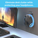 TotalMount Gaming Headset Hangers – Include Removable Adhesive Strips for Easy, Damage- Wall, Desk, or PC Mounting (Black Headphone Hooks with Premium Silicone Cradles – Two Pack)