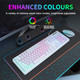 HUO JI Gaming Keyboard USB Wired with Rainbow LED Backlit, Floating Keys, Mechanical Feeling, Spill Resistant, Ergonomic for Xbox, PS Series, Desktop, Computer, PC, Purple Blue