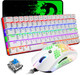 ZIYOU LANG 80% Mechanical Gaming Keyboard and Mouse Mousepad,3 in 1 Gaming Set,Rainbow LED Backlit,RGB 12000 DPI Lightweight Gaming Mouse with Honeycomb Shell,Large Mouse Pad for PC Gamer(White)