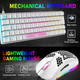 Mechanical Mini RGB Gaming Keyboard and Mouse Combo with Compact 62Key Layout Rainbow Backlight Anti-ghosting 6400DPI Honeycomb Mice Type-C Wired for PC Mac Gamer Laptop Typists DIY(White/Blue Switch)