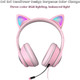 Cat Ear Gaming Headphones Wired AUX 3.5mm LED Light, Noise Canceling Game Headphones Stereo Foldable Over-Ear Headsets with Microphone Fit Girls, Kids for PC, PS4, Switch, Xbox, Mobile, Laptop