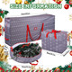 Abbylike 3 Pcs Christmas Tree Storage Bag 65 x 30 x 15'' Set, Christmas Wreath Storage Bag 30'' Grey Snowflake Ornament Storage Container 18'', Xmas Organizer 420d Waterproof Oxford Bags with Handle
