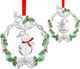 Christmas Wreath Snowman Ornament Metal Silver Hanging Rotatable Design Charm Holiday Decorative Pendant Keepsake