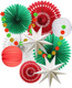 Christmas Party Decoration Set of Hanging Tissue Paper Fans Circle Garland Paper Lanterns for Italian Party Graduation Wedding Birthday Backdrop