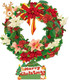 16 inch Airpark Paper Pop Up Christmas Wreath, Cards, Greeting Cards, Flower Cards, 3D Winter Joy Floral Wreath, Life Sized Reusable Christmas Decoration for Xmas Party & Home Decor