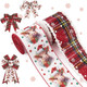 ALIBBON 2 Rolls 2.5" × 5 Yd Merry Christmas Ribbon Star Calf Christmas Wired Ribbon Velvet Edge Red Buffalo Plaid Ribbon for Christmas Wreath DIY Crafting s Wrapping Christmas Party Decoration