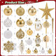 Shatterproof Christmas Ball Ornaments Set, 130 Pack Christmas Tree Decorations, Assorted Hanging Christmas Balls Bulk for Holiday Indoor Outdoor Xmas Party Decor (130 Golden)