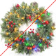 Dual Color Change&Timer-Prelit Christmas Wreaths for Front Door,50 Warm White&Color Light 8 Mode,Pinecone,Red Berry,Lifelike Spurce Mixed Pine Branches Xmas Cedar Wreath for Indoor Outdoor Use,20 Inch