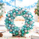 Amooca 16in Christmas Ball Wreath with LED Lights Front Door Window Decorative Hanging Ornaments Table Centerpiece Holiday Party Home Decoration Blue Silver