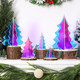 Amyhill 5 Set Holographic Christmas Tree Decor for Fireplace Mantel Iridescent 3D Christmas Tree for Window Shelves Table Centerpieces Modern Frozen Party Decor Winter Decor