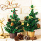 Mini Christmas Tree 8 Inch Gold Table Top Christmas Trees Artificial Tiny Miniature Xmas Tree with Snow Bow Snowflake Green Fake Trees for Indoor Tabletop Desktop Bedroom Decorations C00157