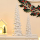 Resin White Christmas Tree Figurines, 2Pcs Small Christmas Tree for Tabletop, Decorative Christmas Tree Set with Glitter, Mini Xmas Trees for Mantle Indoor Decor, DIY Winter Village
