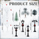 14 Pcs Christmas Accessories Village Figurine Miniature Pine Trees Snow Artificial Christmas Trees Bare Branch Trees Street Lights Lamps for Xmas DIY Crafts Winter Room Landscape (Vibrant Style)