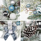 24" Christmas Wreath for Front Door Artificial Unlit Winter Wreath with Pine Cones, Berry Clusters, Blue Ball Ornaments and Ribbon for Thanksgiving Holiday Christmas Decoration