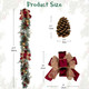 Christmas Garland for Front Door, 6 Foot Artificial Unlit Winter Garland with Pine Cones, Berry Clusters, Burgundy Ball Ornaments and Ribbon for Thanksgiving Holiday Christmas Decoration