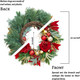 Pre-lit Christmas Wreaths for Front Door 24 Inch Outdoor Christmas Wreath with Lights,Luxury Lighted Xmas Door Wreath with Ball Ornamental,Red Rose Flowers for Farmhouse Home Decorations