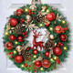 Christmas Wreath - 16'' Christmas Wreaths for Front Door with Lights Red Christmas Reindeer Balls Berries Pine Cones Pine Needles Door Wreath for Home Wall Window Porch Indoor Outdoor Decor