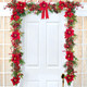 Artiflr Berry Christmas Garland, 5.3 Ft Artificial Poinsettia Garland with Red Berries and Holly Leaves, Pine Cone Garland for Christmas Holiday Party Decorations