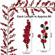 Artiflr 6 Feet Red Berry Garland Clearance, Christmas Garland Wired Stems with Bulk Assorted Large Berries and Berry Clusters Rustic for Holiday Fireplace Table Runner Centerpiece Decor