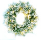 ASTRAEA Pre-Lit Snow Flocked Christmas Wreaths with Lights - 24 Inch Mixed Spruce Christmas Wreath w/ 50 Warm White LED Lights, Battery-Operated Xmas Wreath for Front Door Window Fireplace Decoration