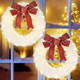 ATDAWN 2 Pcs Mini Christmas Wreath, 13 Inch Outdoor Lighted Christmas Wreath for Front Door, Xmas Wreath for Christmas Home Wall Door Decoration (White)