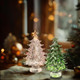 Crystal Christmas Tree Figurine Set Mini Handmade Glass Tree for Holiday Decor, Miniature Green & Clear Trees as Tabletop Ornaments Centerpieces, Festival s for Christmas Home Decor Craft Party