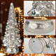 2 Pcs 12.6 Inch Lighted Glass Christmas Tree Figurine Battery Operated Glass Christmas Tree Silver Glass Lighted Christmas Tree Glass Tabletop Xmas Tree Decoration for Fireplace Mantel
