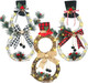 3 Pcs Lighted Christmas Wreath Decoration Grapevine Wreath with Hat Bow Holding Sign Red Berries Pine Cone Vine for Xmas Front Door Home Garden Wall Decor, Batteries Not Included (Snowman)