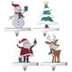 Baseo Stocking Holders Set of 4 Metal Christmas Stocking Hangers for Fireplace-Xmas Deer Snowman Tree Santa Stocking Holder for Mantel-Mantel Hooks/Clips for Stocking Fireplace Topper
