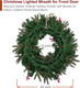 Christmas Lighted Wreath for Front Door, 28 Inches Pre-Lit 35 LED Lights, Red and Golden Artificial Holiday Wreath with Berries for Indoor Outdoor Home Decorations