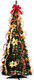 6 ft Christmas Tree Pop up Pre lit Christmas Tree with Lights Artificial Prelit Decorated Holiday Pull up Xmas Tree with Red and Gold Decorations Easy Assembly for Xmas Home Fireplace Decor