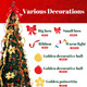 6 ft Christmas Tree Pop up Pre lit Christmas Tree with Lights Artificial Prelit Decorated Holiday Pull up Xmas Tree with Red and Gold Decorations Easy Assembly for Xmas Home Fireplace Decor