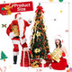 6 ft Christmas Tree Pop up Pre lit Christmas Tree with Lights Artificial Prelit Decorated Holiday Pull up Xmas Tree with Red and Gold Decorations Easy Assembly for Xmas Home Fireplace Decor