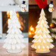 Bdor White Christmas Tree, 11inchs Table Top Christmas Trees, Exquisite Resin Christmas Ornaments with Lights & Snowflake, Christmas Decorations for Home/Room, for/Men/Women.