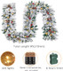 Christmas Garland with Lights,Prelit Xmas Garlands with Timer, 9ft Lighted Xmas Garland Snow for Mantle Staircase Front Door Stairs Railing Window Fireplace Winter Outdoor Home Decorations