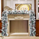 Christmas Garland with Lights,Prelit Xmas Garlands with Timer, 9ft Lighted Xmas Garland Snow for Mantle Staircase Front Door Stairs Railing Window Fireplace Winter Outdoor Home Decorations