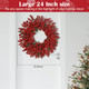 Christmas Wreath Front Door 24 Inch Artificial Christmas Wreath, with Pine Needles, Red Berries Create a Warm Holiday Ambiance, for Decor Indoor/Outdoor Christmas Decorations