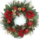 Christmas Wreath for Front Door 24 Inch Artificial Christmas Wreath with Pine Needles, Pinecones, Gold Decorations Accents for Indoor/Outdoor Wall Windows,Christmas Thanksgiving Decorations