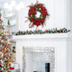 24 Inch Christmas Wreath for Front Door Artificial Christmas Wreath Decor with Pine Needles, Red Berries Red and Gold Ornaments Decorations Accents, Perfect for Indoor/Outdoor Christmas Decor