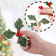 BigOtters Artificial Holly Berries with Green Leaves, 24PCS Gold and Red Holly Berry Flower with Leaves for Christmas Wreath Arrangement Cake Toppers Craft Wedding Party Home Decorations