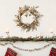 20" Gold Christmas Wreaths for Front Door, Gold Berry Leaves Bells Balls Xmas Wreath with White Fake Pampas Grass, Door Reef for Windows Fireplaces Walls, Front Porch Indoor and Outdoor