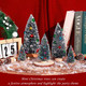5 Pcs Artificial Mini Christmas Sisal Snow Frost Trees with Decorated Ball - Small Bottle Brush Trees 5 Sizes for Christmas Decor Christmas Party Home Table Craft Decorations