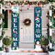 Christmas Decoration Set Christmas Porch Sign Welcome Merry Christmas Banner Christmas Hanging Garland for Frozen Winter Wonderland Party Decoration Xmas Winter Snow Party (Black Blue)