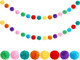 Boao 2 Pcs Colorful Yarn Pom Pom Garland 6.5 ft Long 32 Ball Garland 3 Inch Rainbow Ball Garland for Birthday Banner Halloween Thanksgiving Xmas Tree Wedding Home Wall Hanging Decorations
