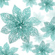 Boao 24 Pieces Christmas Poinsettia Tree Ornament Flowers Christmas Decor Glitter Ornament, 3/4/6 Inches(Blue-Green)