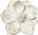 Briful 8’’ Large Heads Christmas Glitter Magnolia Flowers Christmas Tree Ornaments Set of 4 Artificial Flowers with Picks Stems for Xmas Tree Holiday Decorations,White