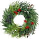Briful 24'' Christmas Wreaths for Front Door Realistic Christmas Wreaths with Red Berry Pine Cone Norfolk Pine Artificial Wreaths for Windows, Home Mantle Wall Decor