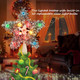 Tinsel Wreath Tree Topper with 10 Mini Lights, 8” Colorful Star Christmas Tree Top for Indoor Outdoor Office Holiday Decorations (Multicolored)