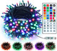 Brizled Color Changing LED Christmas Lights, 33ft 100 Lights String with Remote, Dimmable RGB Decorative Lights for Xmas Wreath and Holiday Decor
